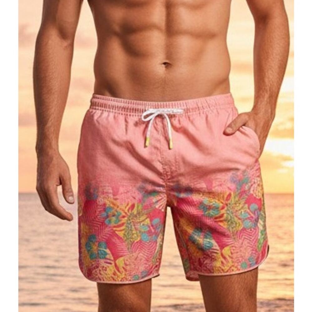 Margaritaville Island Reserve Swim Trunks XL Multi Tropical Mesh Pockets NWT